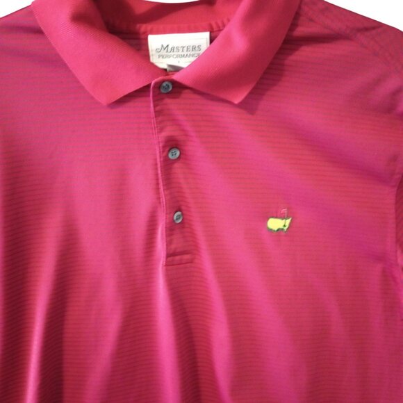 Masters Performance Red & Blue Striped Polo Shirt L Polyester Mens Short Sleeve - Picture 1 of 7
